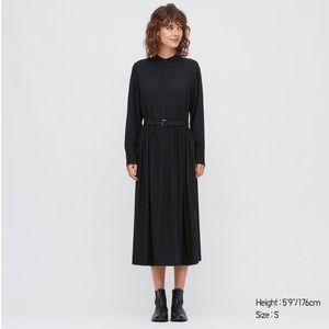 Uniqlo X Inès de la Fressange Rayon Belted Long-sleeve Dress L